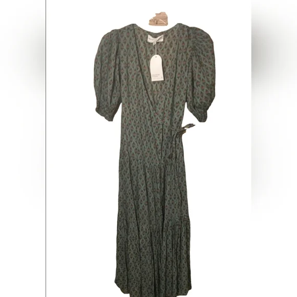 Daughters of India Zuri Wrap Dress NWT Size XS Sage - Picture 11 of 15